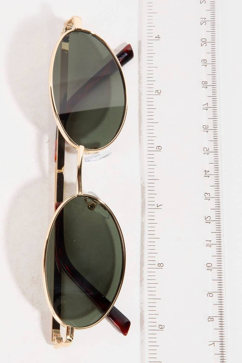 Metallic Frame Oval Lens Sunglasses Set: ASSORTED