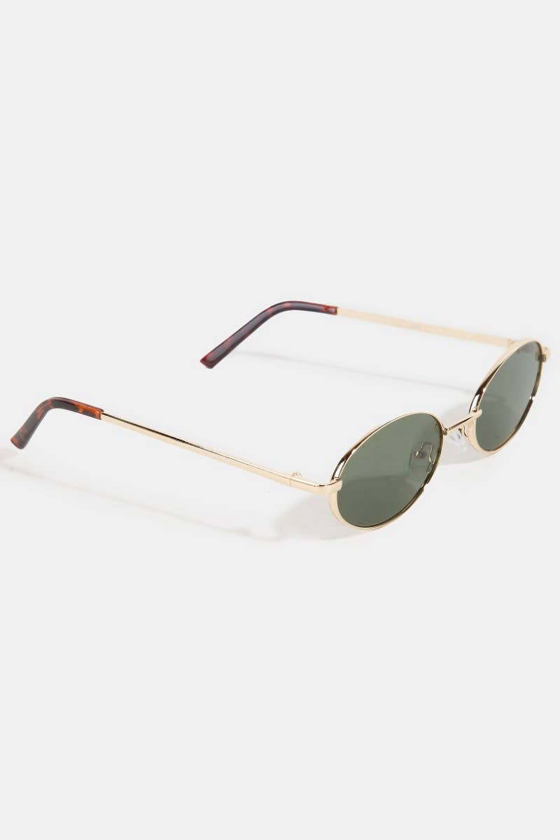 Metallic Frame Oval Lens Sunglasses Set: ASSORTED