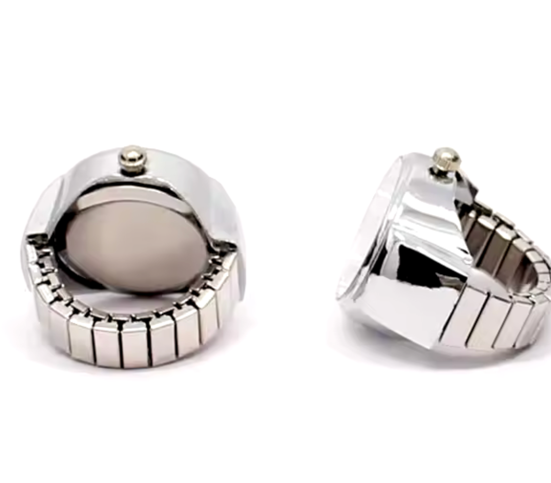 Watch Ring- Stainless Steel- Quartz Stretch Ring- Gift Box: Yellow Gold