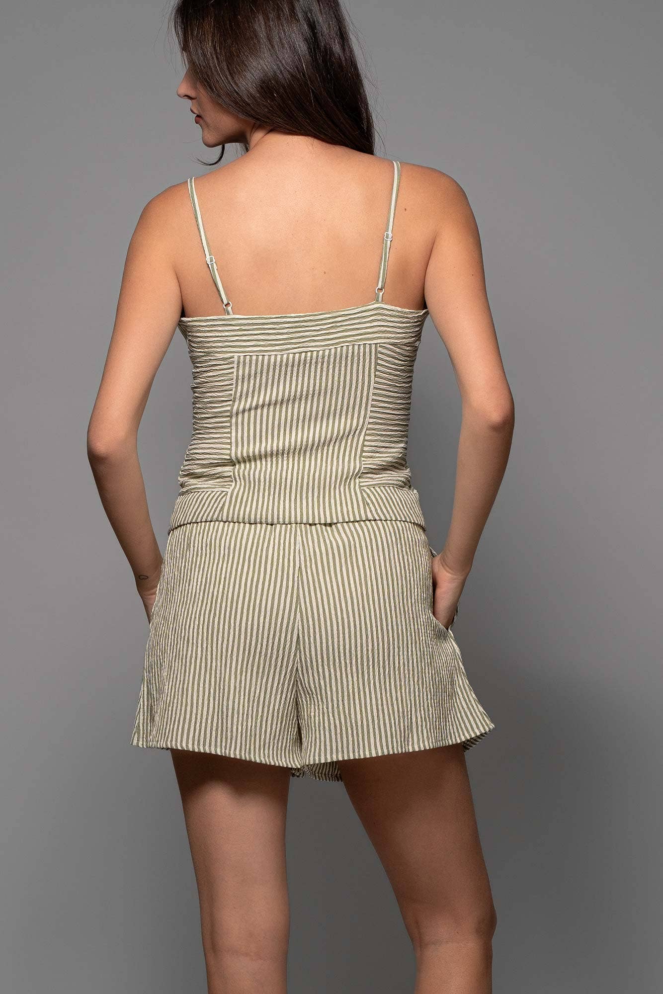 Vienna Stripe Corset Top and Pleated Shorts Set
