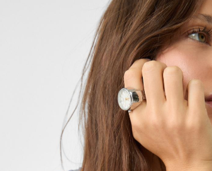 Watch Ring- Stainless Steel- Quartz Stretch Ring- Gift Box: Yellow Gold