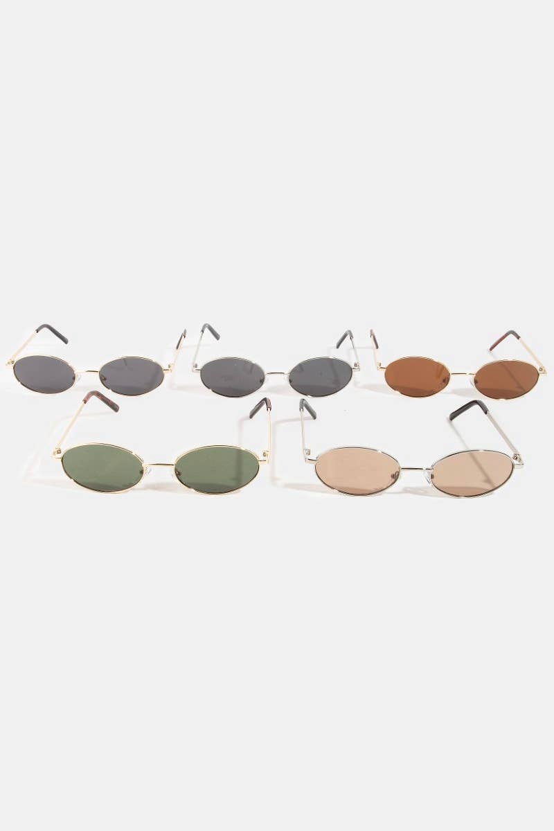 Metallic Frame Oval Lens Sunglasses Set: ASSORTED