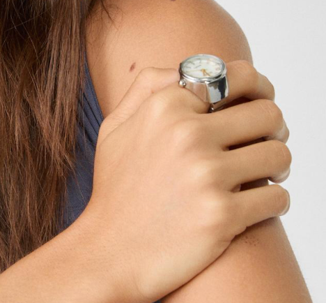 Watch Ring- Stainless Steel- Quartz Stretch Ring- Gift Box: Yellow Gold