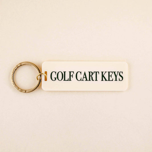 Golf Cart Keys Keychain: Cream/Green