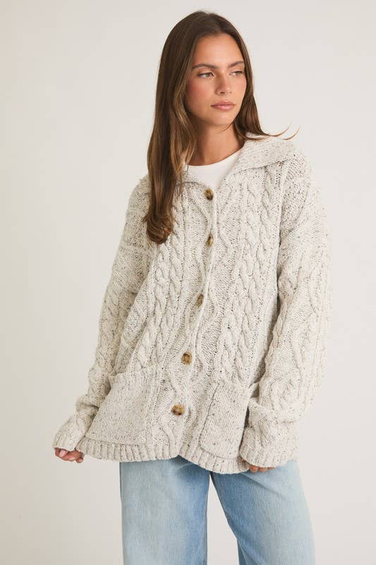 Front Pocket Detail Long Sleeve Oversized Cardigan