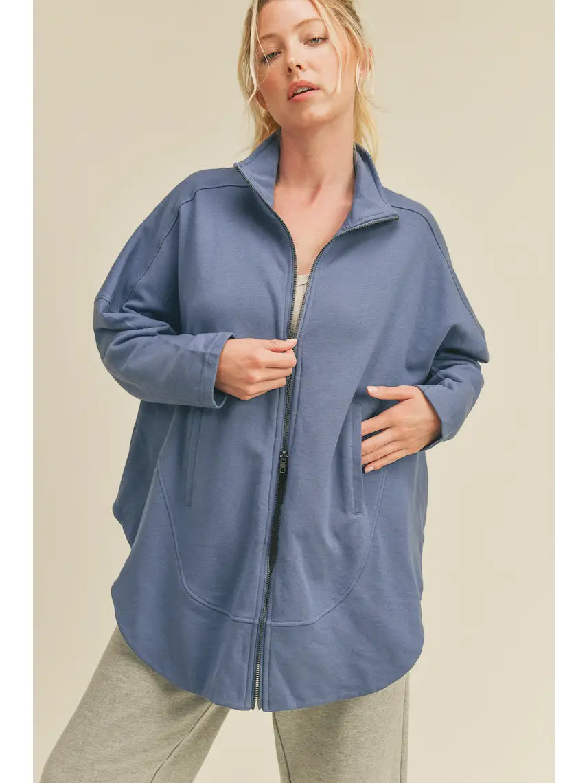 Blue Slouchy Oversized Silhouette Jacket