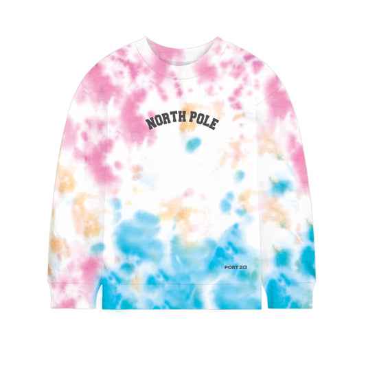 Kid's North Pole Christmas Tie-Dye  Sweatshirt