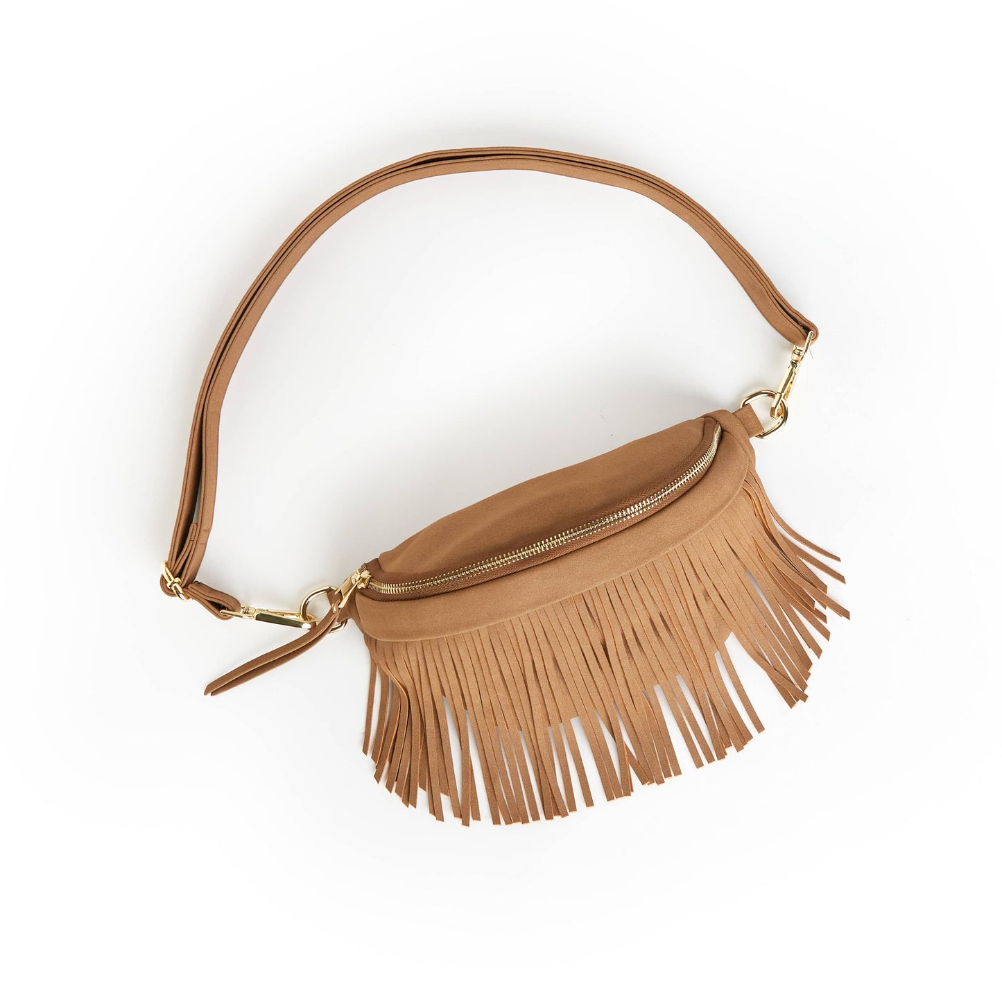 THE ORIGINAL Removable Fringe Fanny Pack: Tan