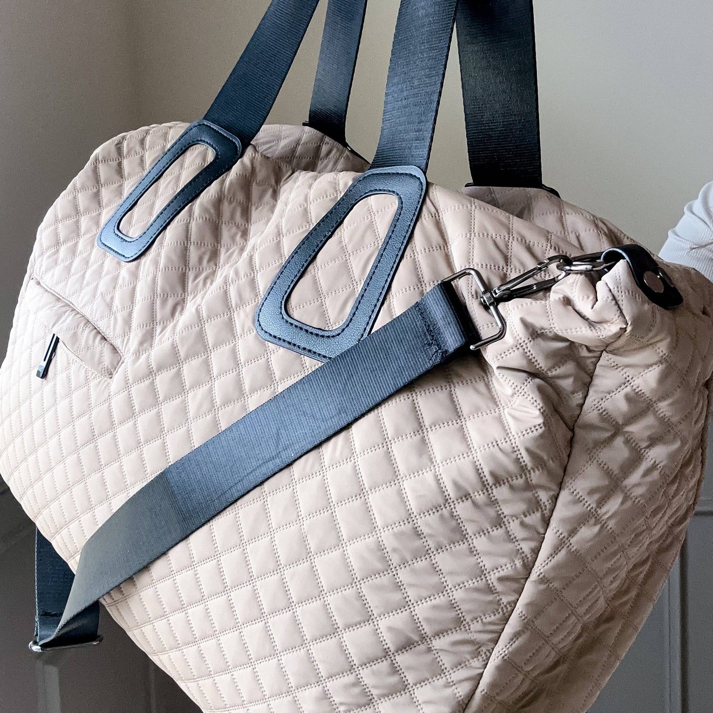 Quilted Weekender In Beige