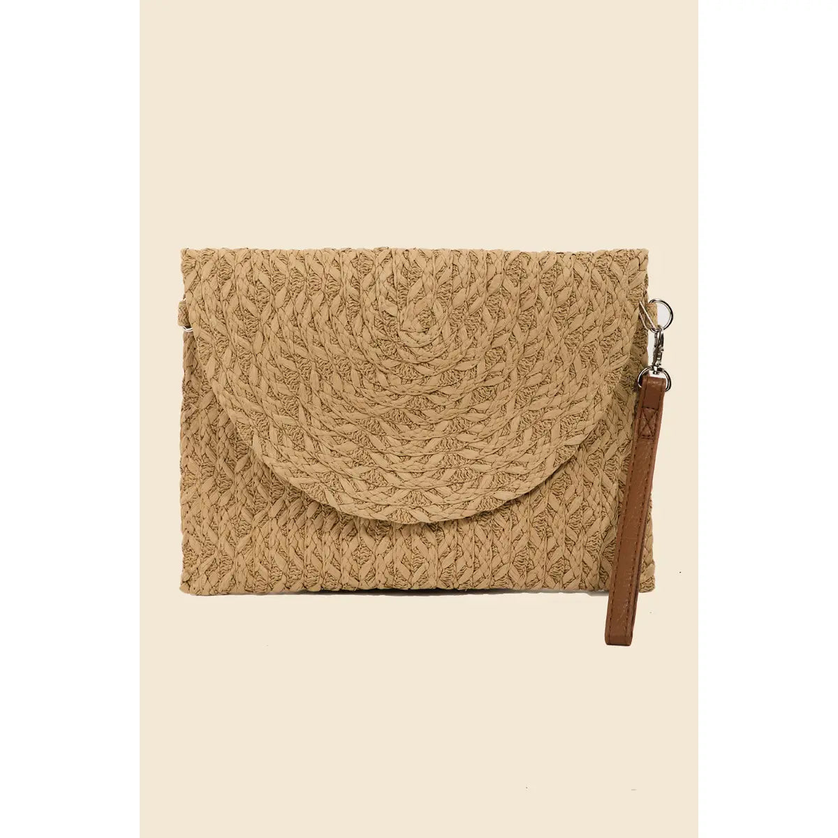 Straw Braided Crossbody Envelope Bag