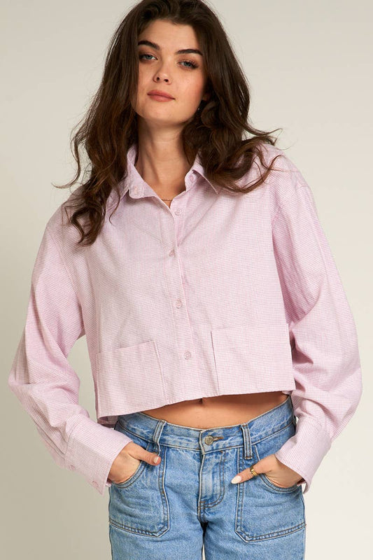 Long Sleeve Cropped Button Down Shirt