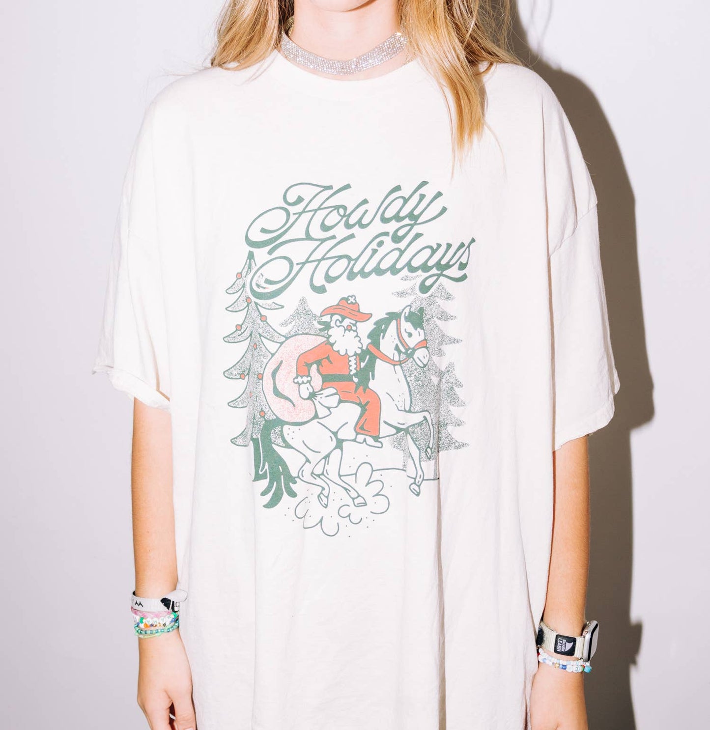 Howdy Holidays Off White Thrifted Graphic Tee