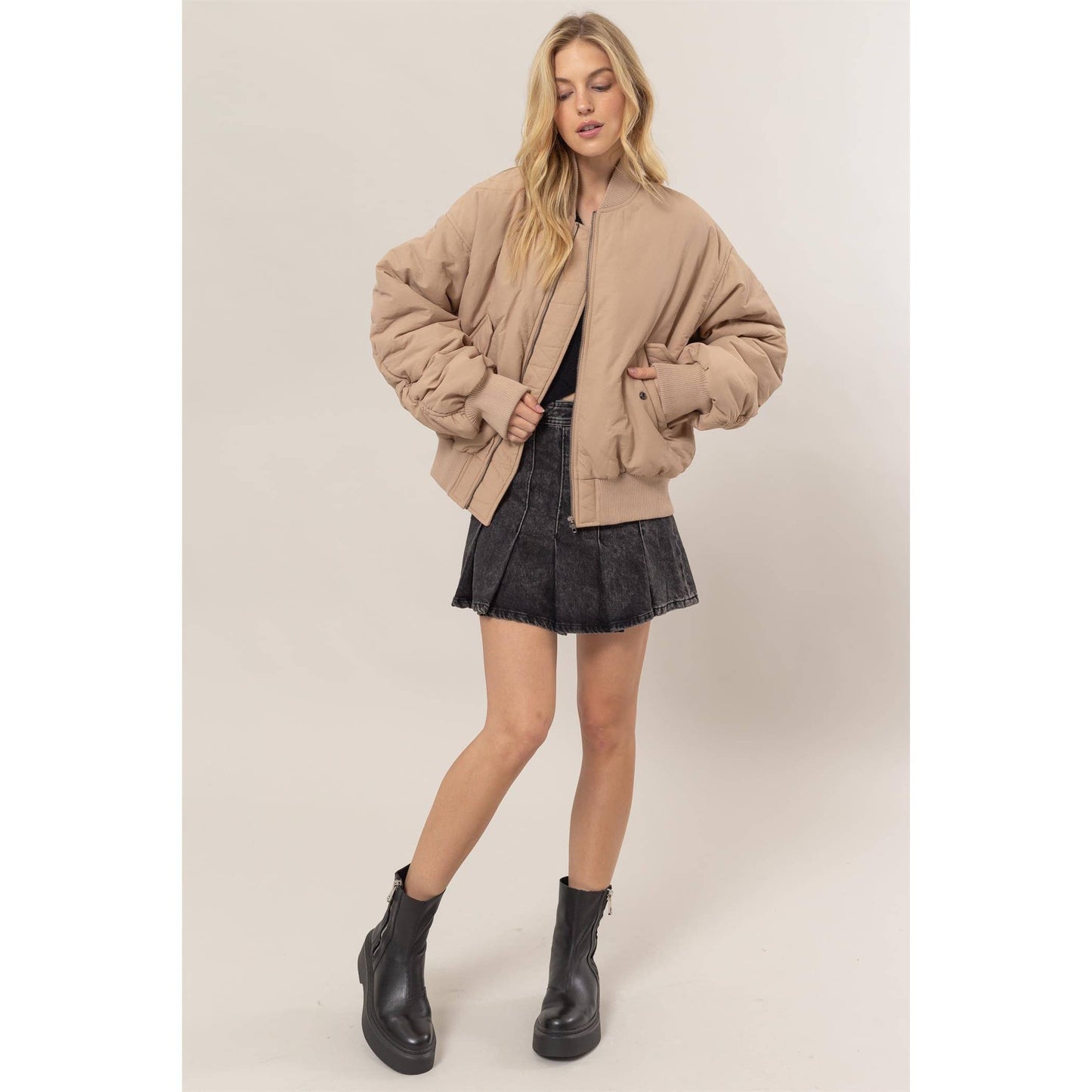 Oversized Bomber Puffer Jacket