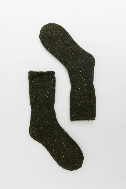 Thick Knit Crew Socks Olive