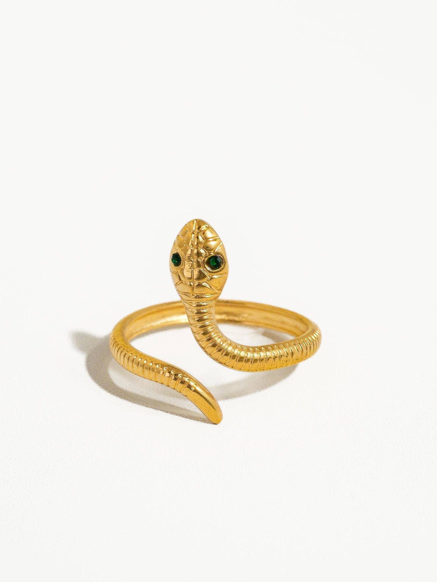 Echidna Non-Tarnish Adjustable Serpent Ring: Yellow Gold