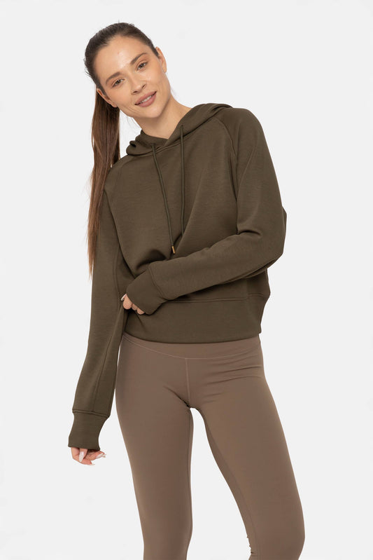 Elevated Cropped Hoodie: Green