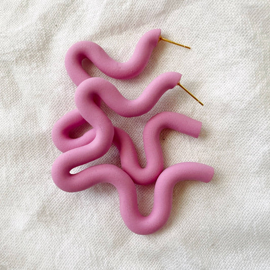 Squiggle Hoops | Polymer Clay Earrings: Sweet pea