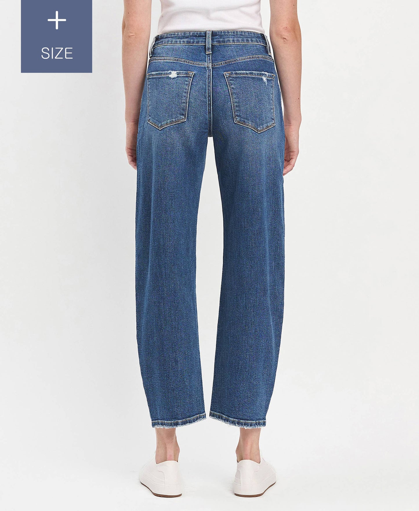 PLUS SIZE HIGH RISE ANKLE BARREL JEANS