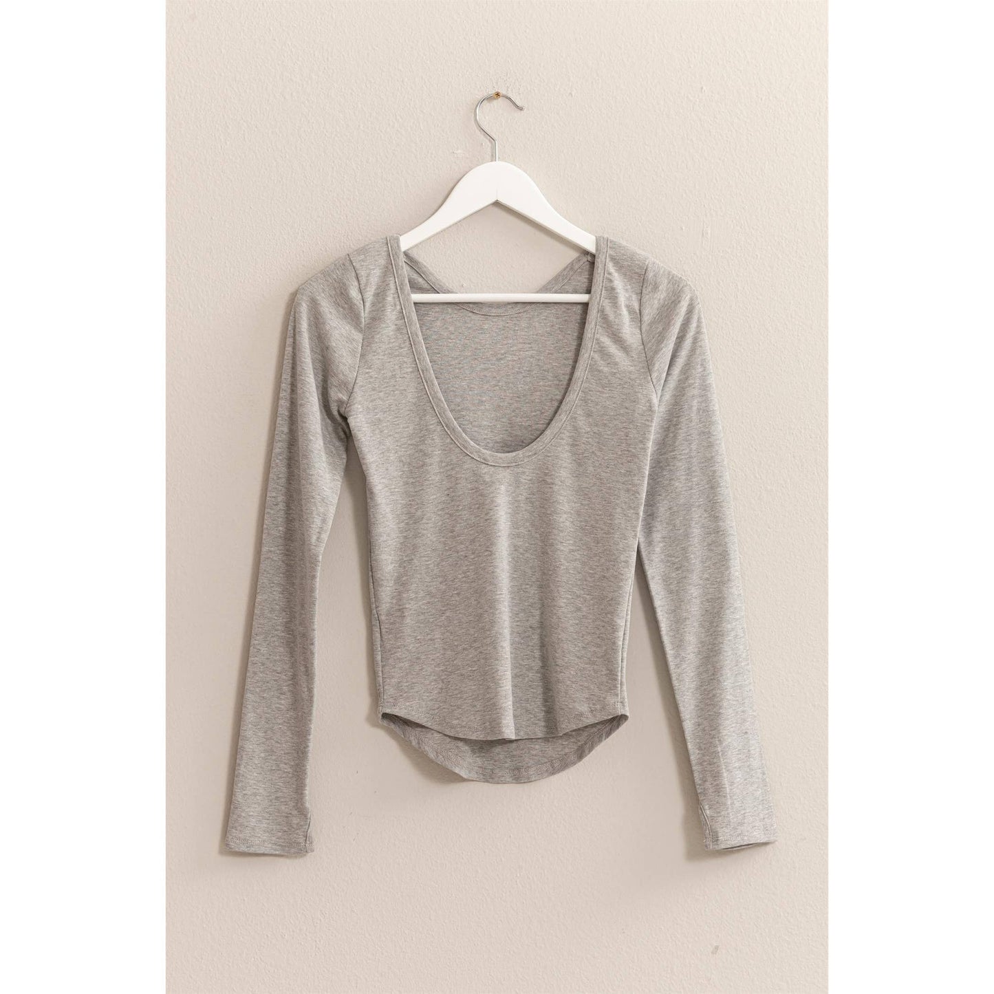 Scoop Back Top : Grey