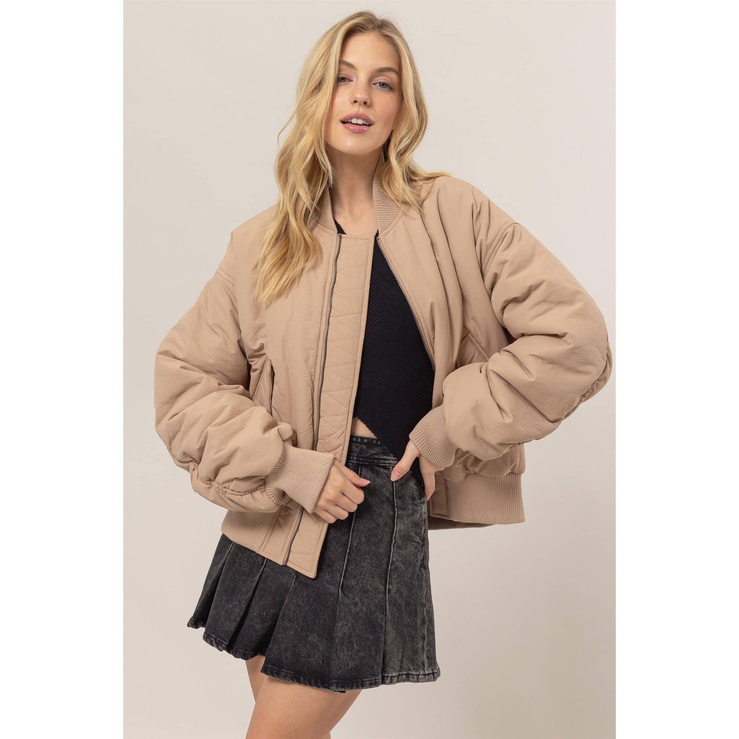 Oversized Bomber Puffer Jacket