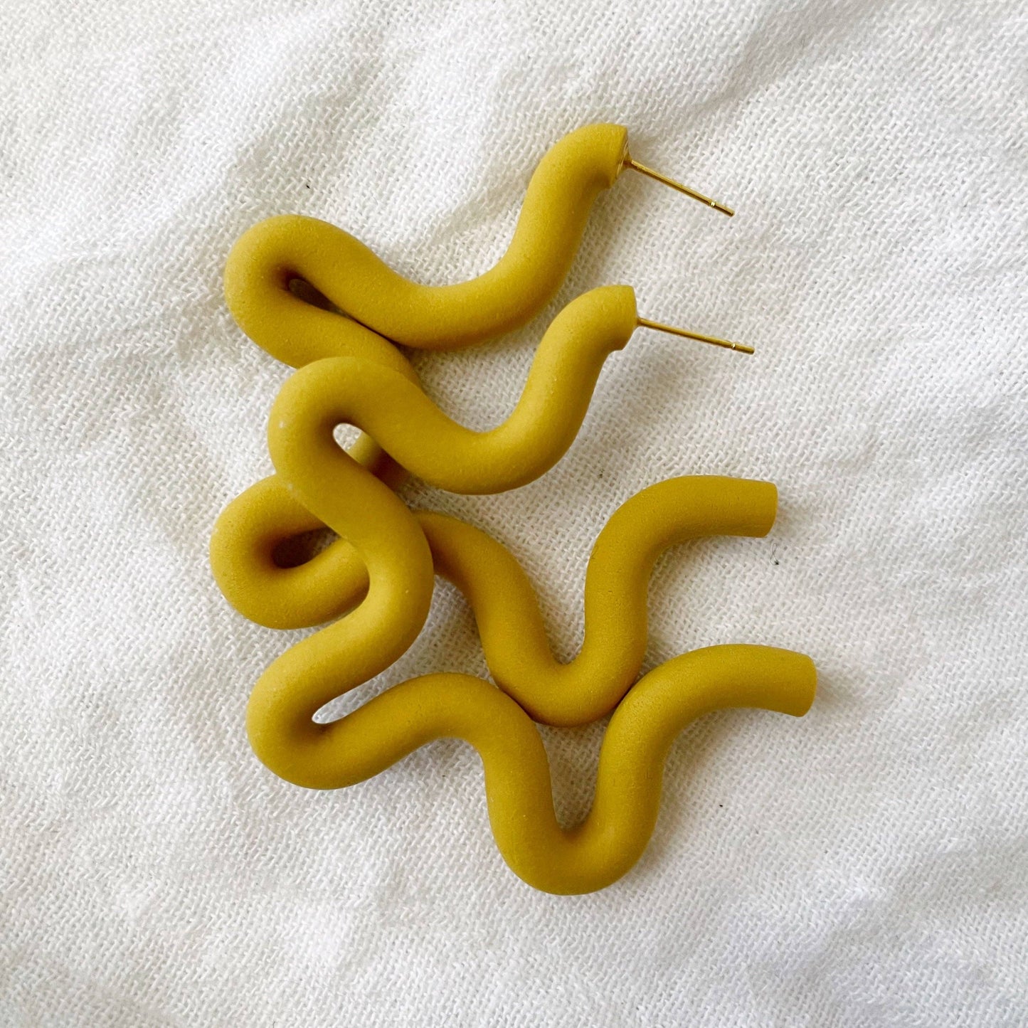 Squiggle Hoops | Polymer Clay Earrings: Dandelion