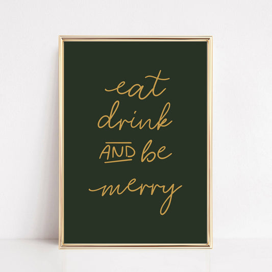 Christmas Wall Art Print | Eat Drink Be Merry | Home Decor: 11x14