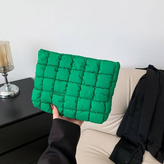 Quilted Cosmetic Bag: green