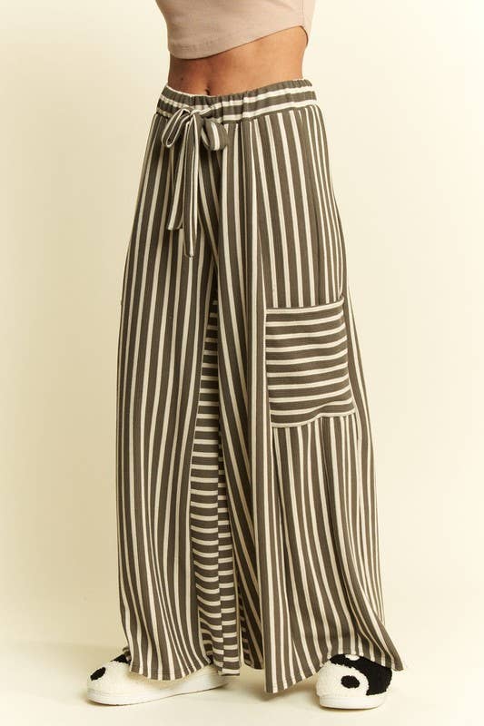 STRIPE WIDE LEG PANTS