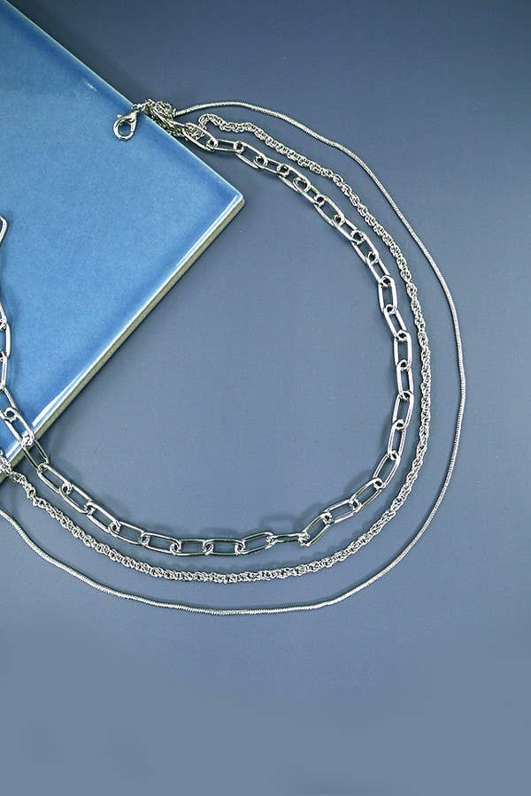 Layered Chain Necklace : Silver