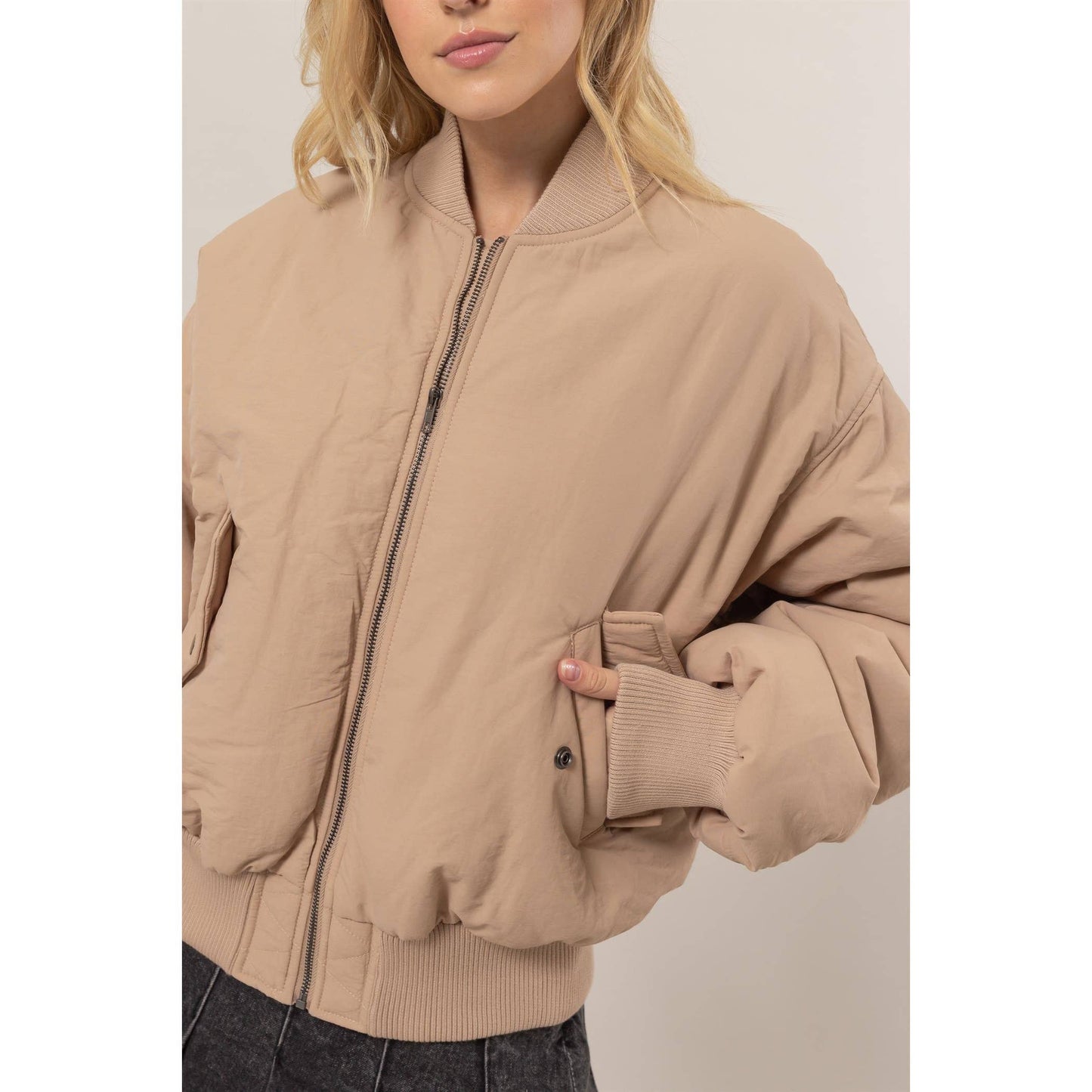 Oversized Bomber Puffer Jacket