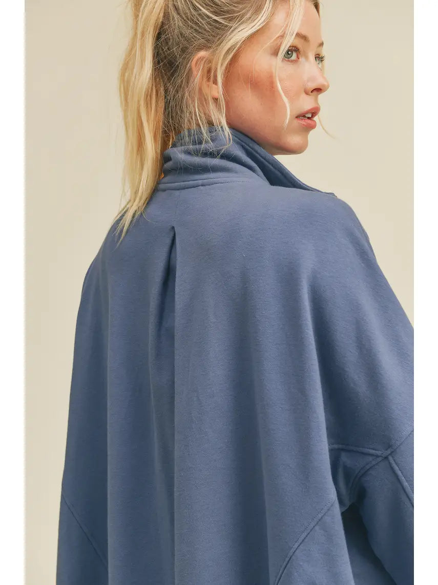 Blue Slouchy Oversized Silhouette Jacket