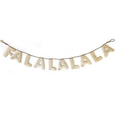 Felt Fa La La La Garland - Cream with Gold Stitching