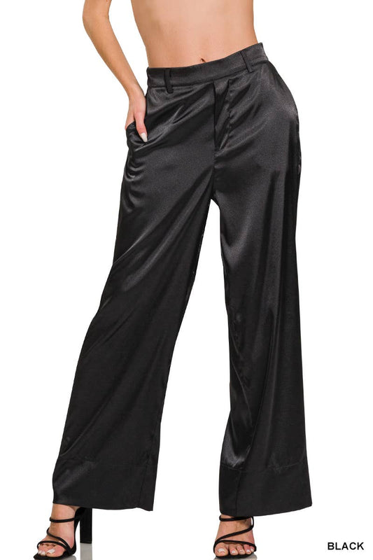 Wide-leg Satin Pants