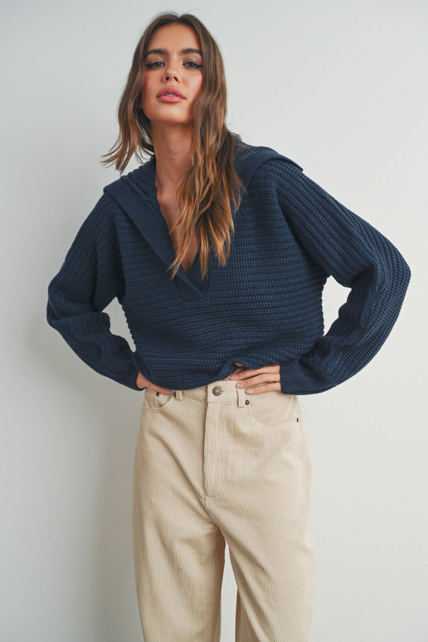 Drama V Neck Collar Sweater