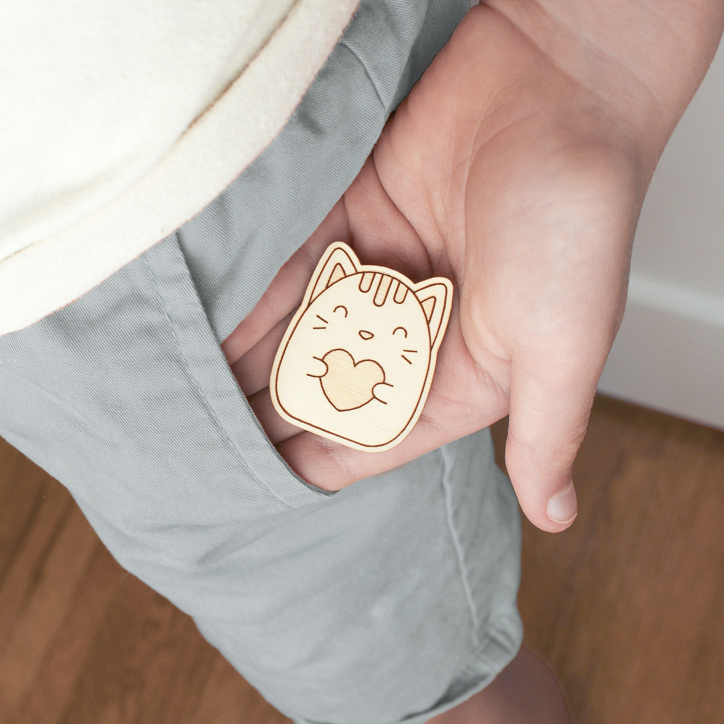 Wooden Pocket Hug, Dog. Thinking of You Gift