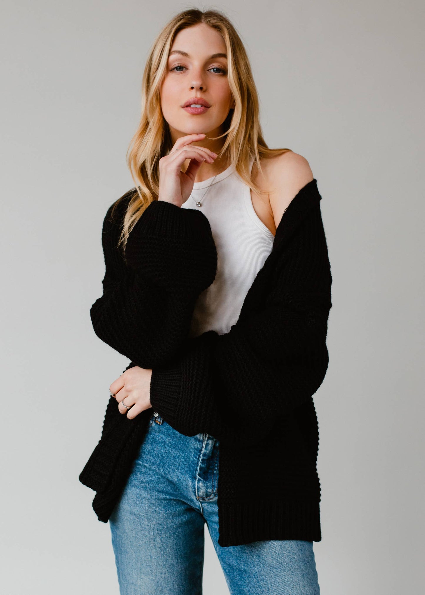 Black Ski Knit Cardigan