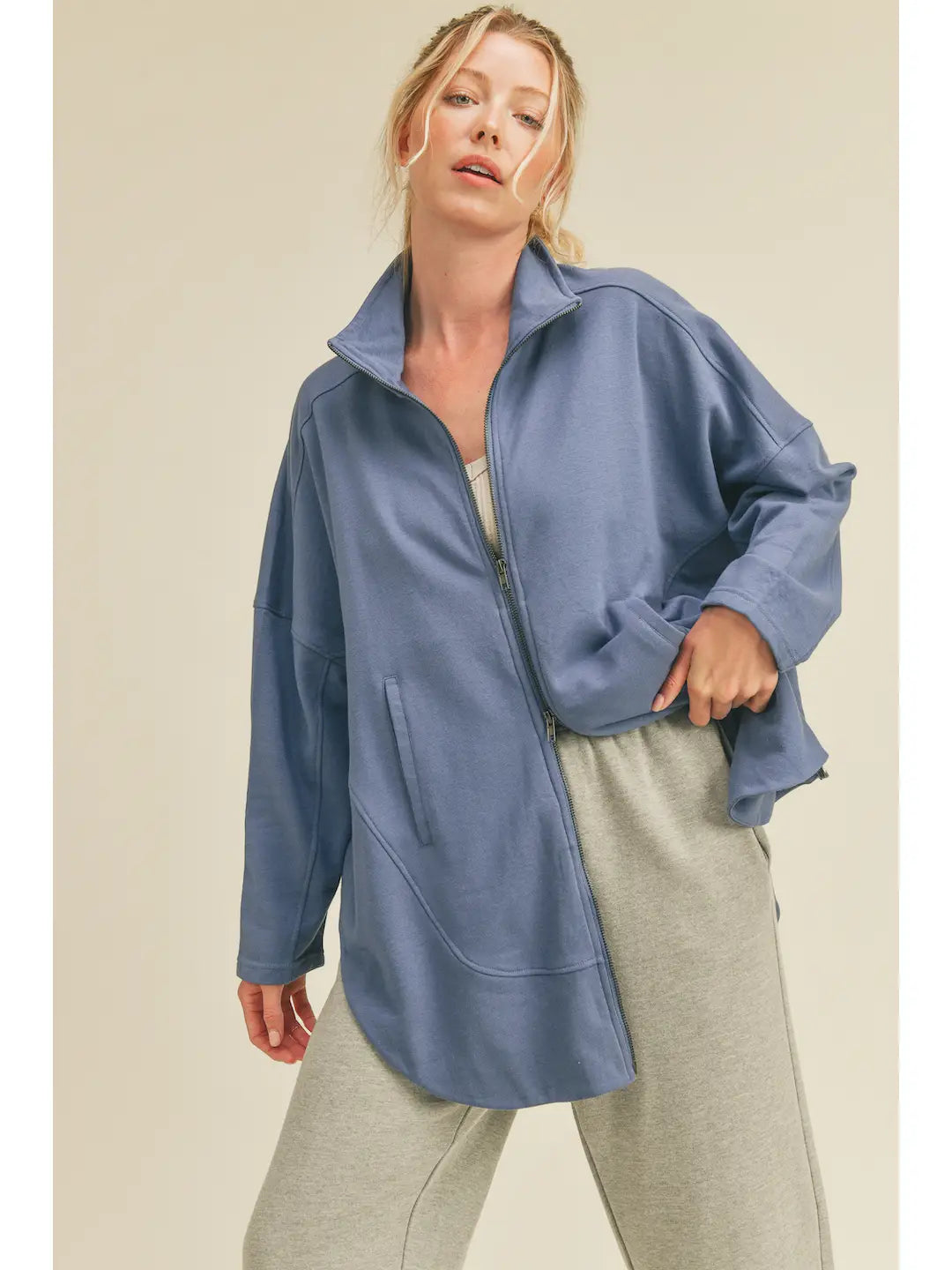 Blue Slouchy Oversized Silhouette Jacket