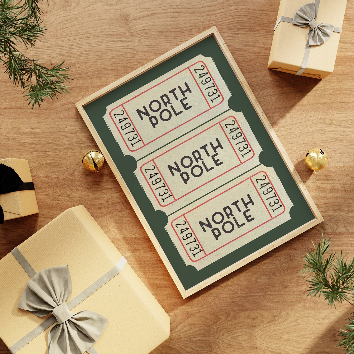 Christmas Wall Art Print | North Pole Ticket Green: 11x14