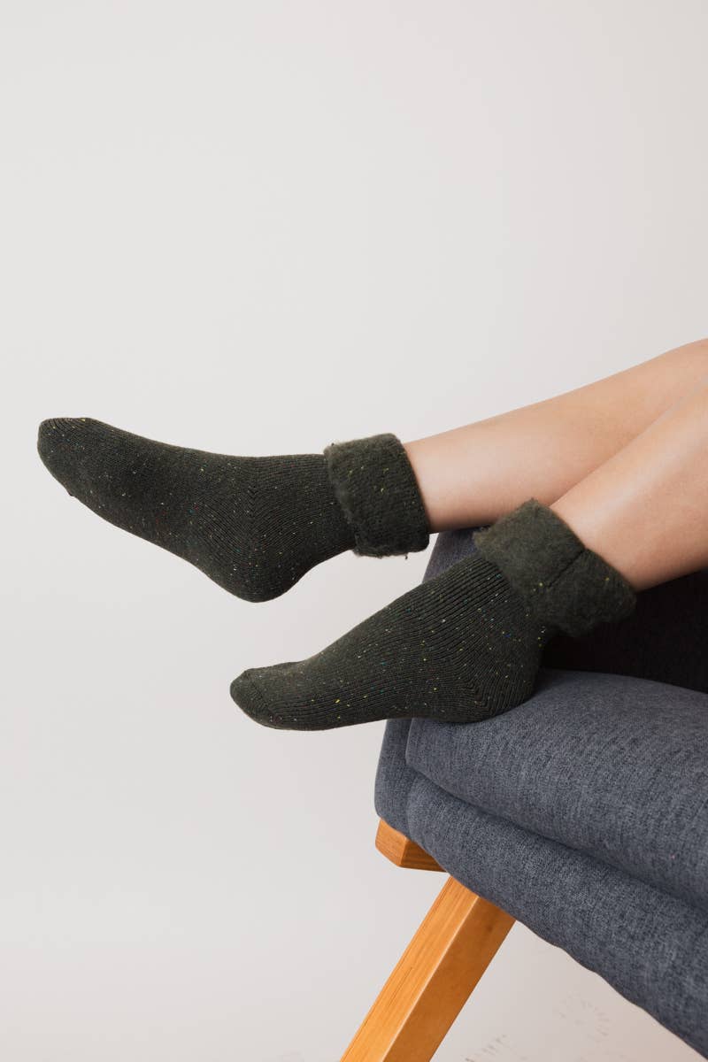 Thick Knit Crew Socks Olive