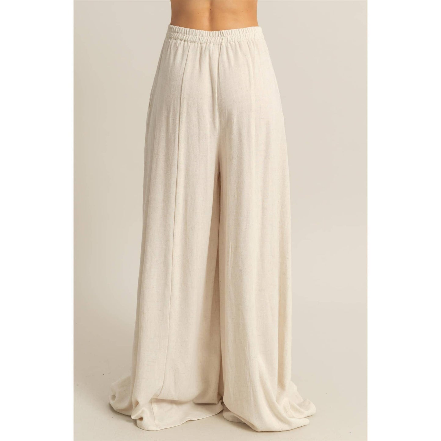 Rory Linen Blended High Waist Pants: OATMEAL