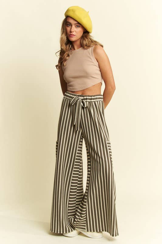 STRIPE WIDE LEG PANTS