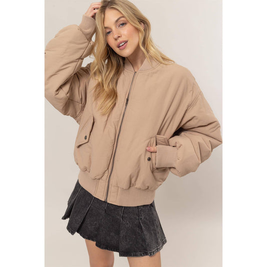 Oversized Bomber Puffer Jacket