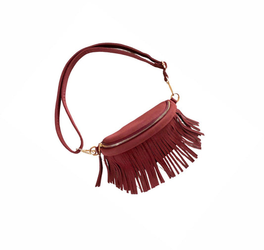 THE ORIGINAL Removable Fringe Fanny Pack: Burgundy