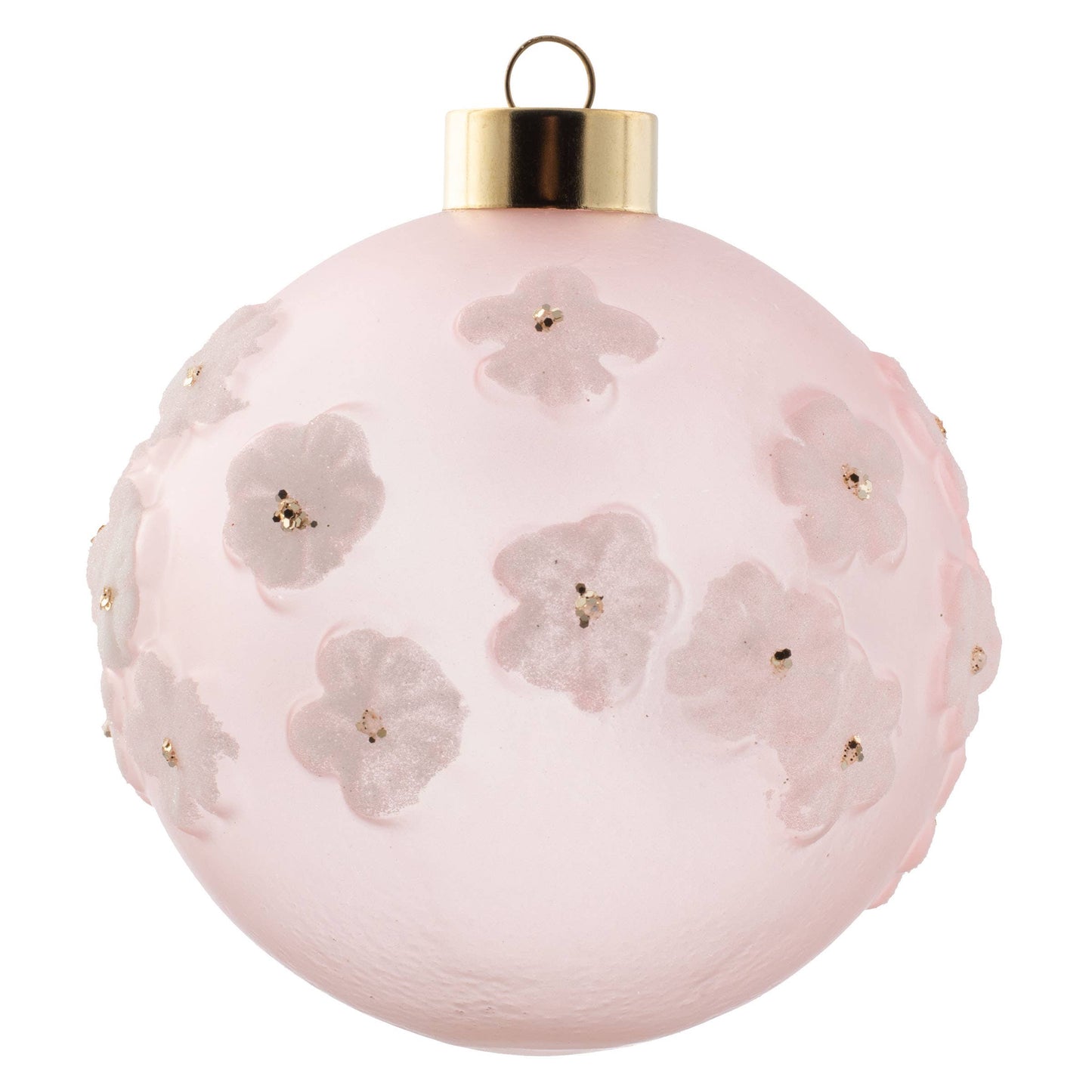 Sugared Flower Glass Ornament: Blush