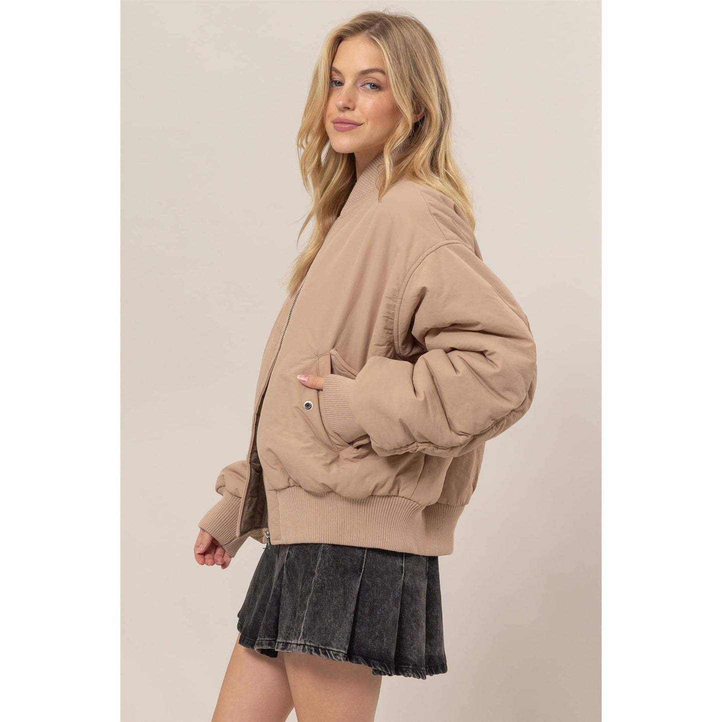 Oversized Bomber Puffer Jacket