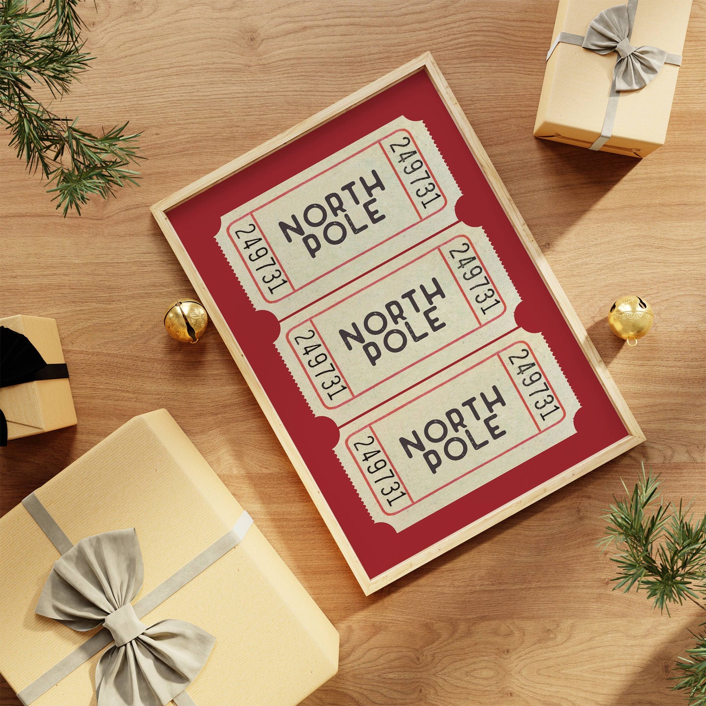 Christmas Wall Art Print | North Pole Ticket Red: 11x14