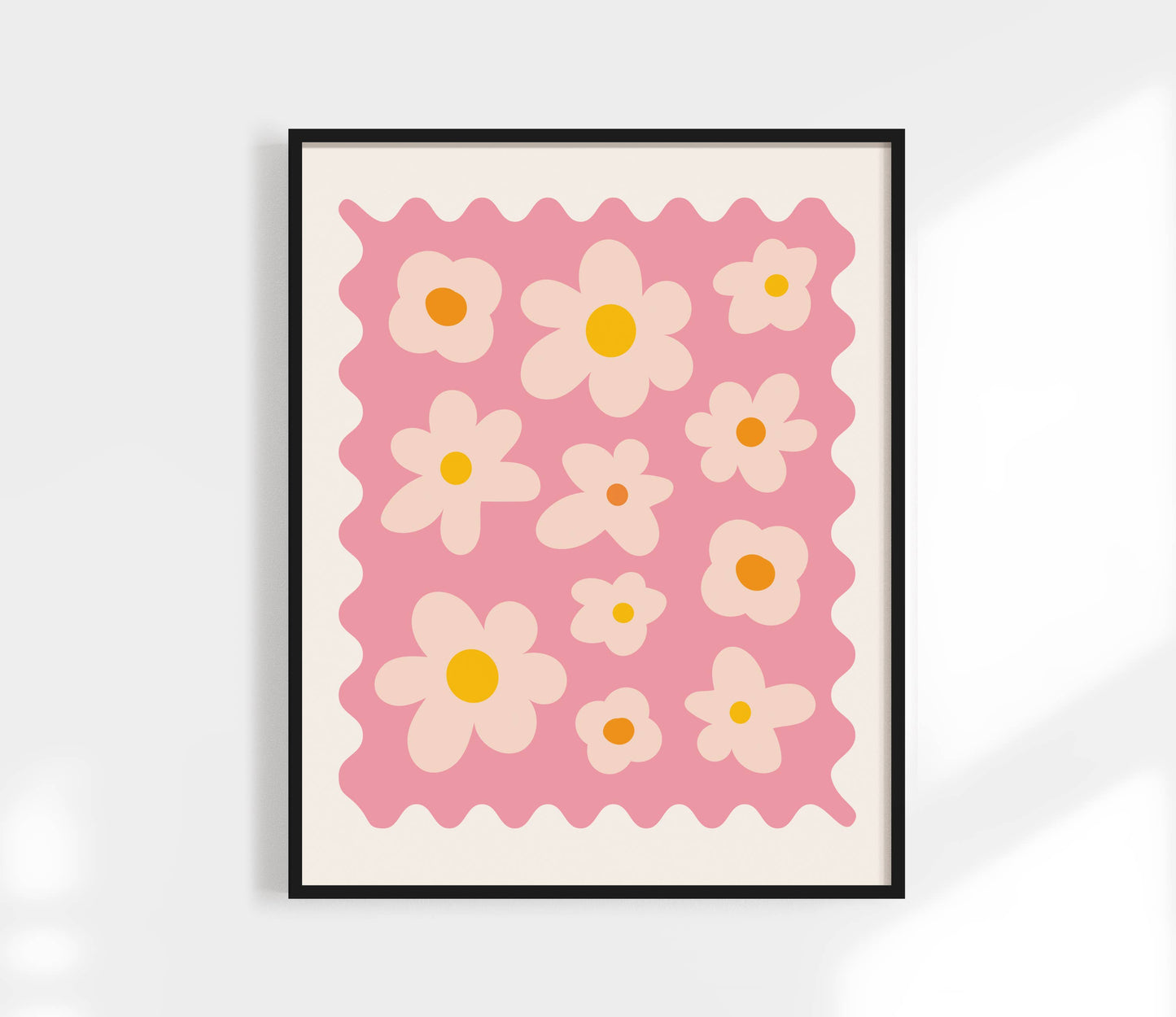 Retro Flower Print | Funky Boho Poster: Pink / 8 x 10"