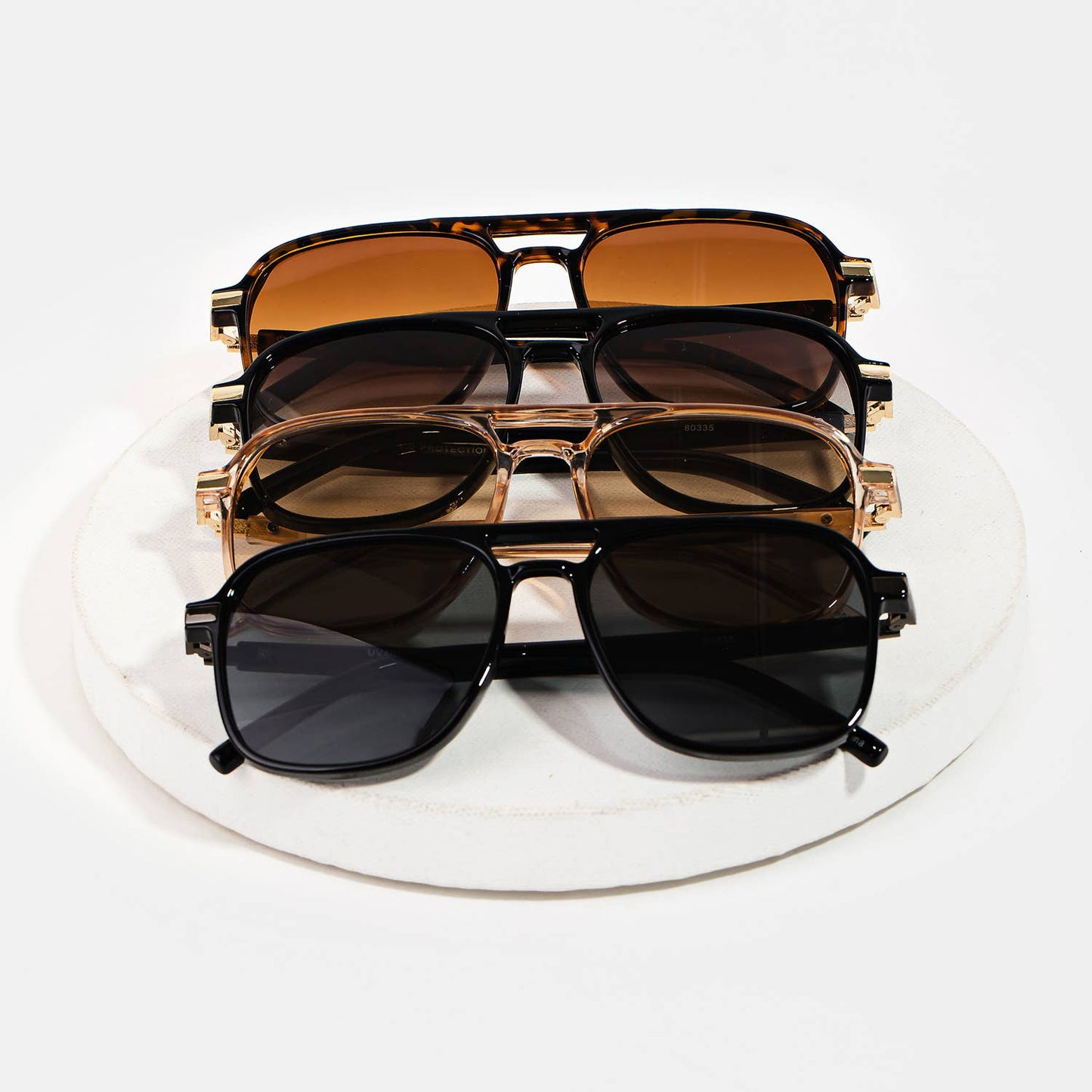 Acetate Double Bridge Aviator Sunglasses: ASSORTED