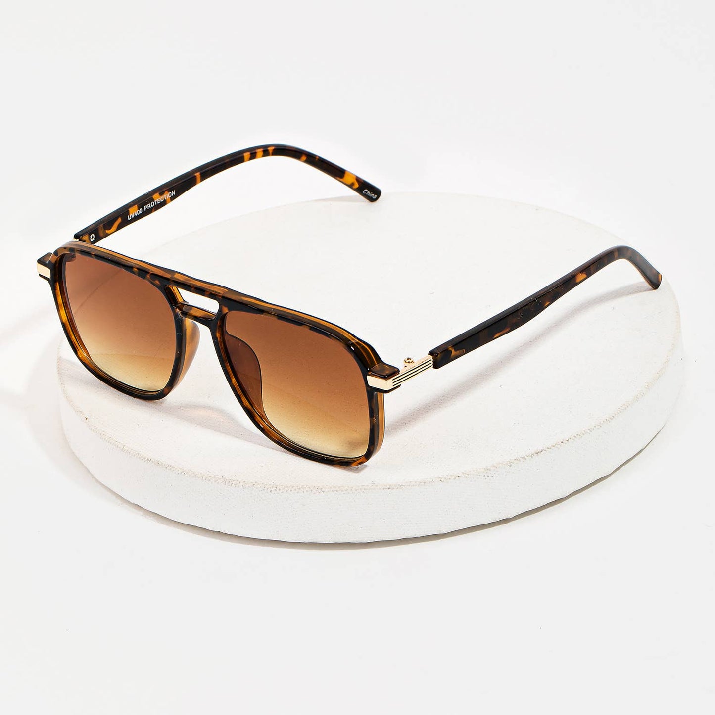 Acetate Double Bridge Aviator Sunglasses: ASSORTED