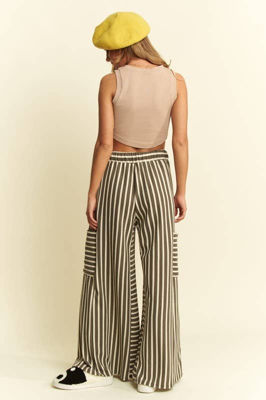 STRIPE WIDE LEG PANTS